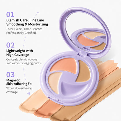 Dulorantocosh® 3-Color Full Coverage Concealer Palette – Covers Dark Circles, Acne Marks, Fine Lines & Age Spots