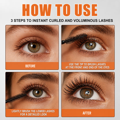 Dulorantocosh Dual-Color Double Effect Mascara - Instant Length & HD Volume - Waterproof Black & Coffee Brown Duo for Natural 3D Lashes - All-Day Wear & No Clumping