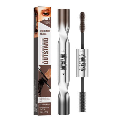 Dulorantocosh Dual-Color Double Effect Mascara - Instant Length & HD Volume - Waterproof Black & Coffee Brown Duo for Natural 3D Lashes - All-Day Wear & No Clumping