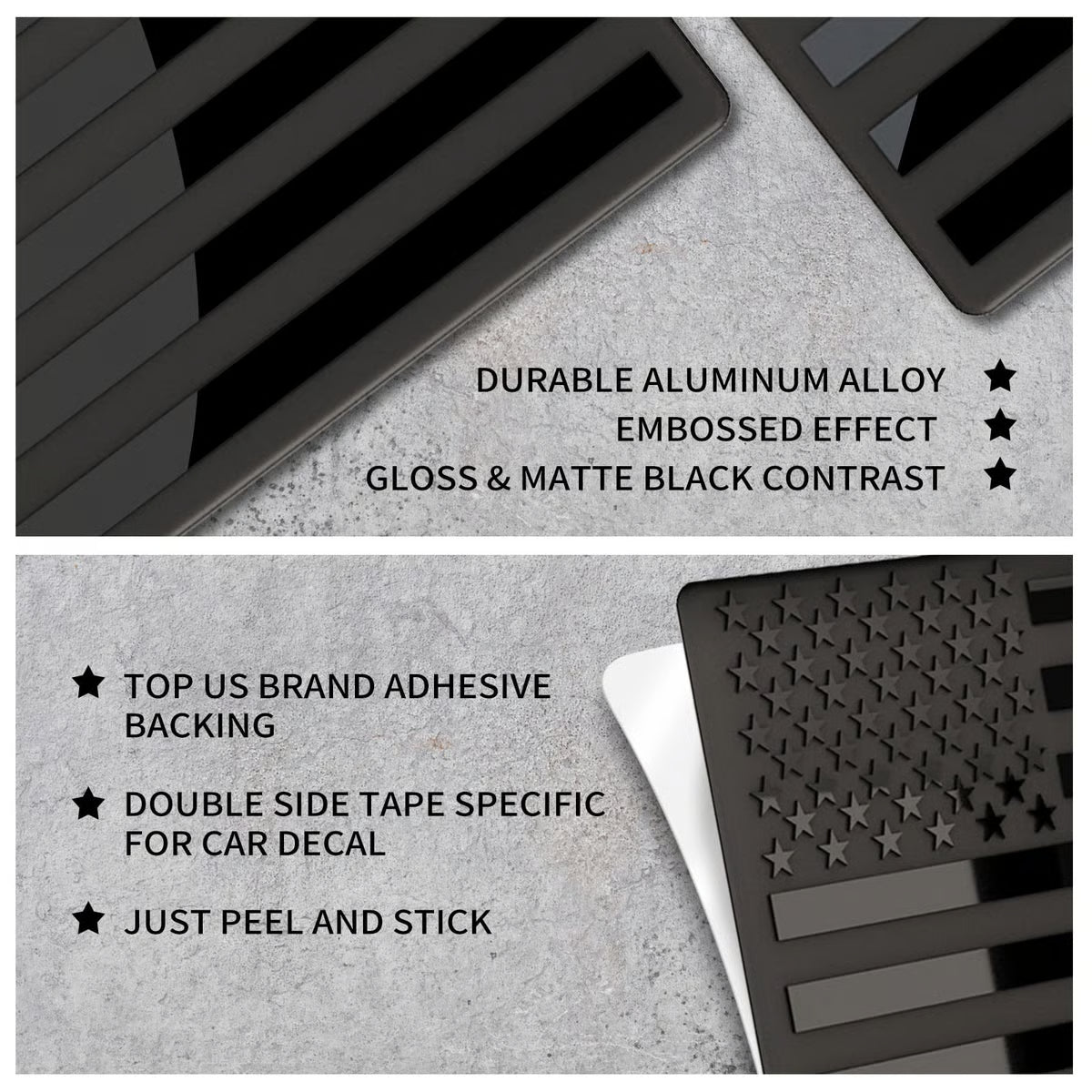 Dulorantocosh.com® 3D American Flag Emblem Decal - Aluminum Alloy Material (Not Plastic)