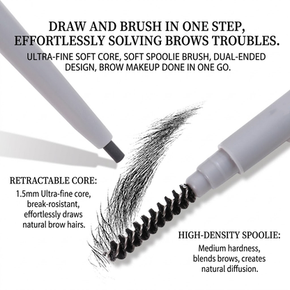 Dulorantocosh Professional Dual-Ended Eyebrow Pencil - Rotating Fine Tip for Precise Contouring - Natural Mist Matte Finish & Long-Lasting Pigment for Voluminous Brows