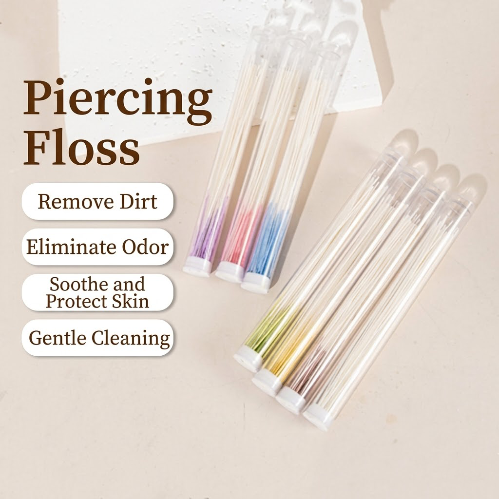 Dulorantocosh Ear Piercing Cleaning Kit - Ultra-Fine Piercing Floss with Odor Removal Solution, Ear Hole Cleaner for Earwax & Debris, Anti-Clogging & Disinfecting Ear Care for Women